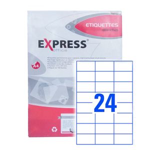 EXPRESS Office ورق لاصق ذاتي أبيض مقسم الى 24 قطعة
