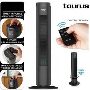 Taurus Ventilateur tour, 50W, télécommande, 3 modes, minuterie 9h