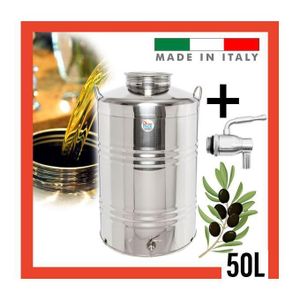 50L Citerne / bidon pour Huile D'olive en Acier Inoxydable alimentaire + Robinet