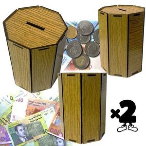 2 Tirelire pour pièces de monnaie, tirelire en bois ,boîtes de dépôt