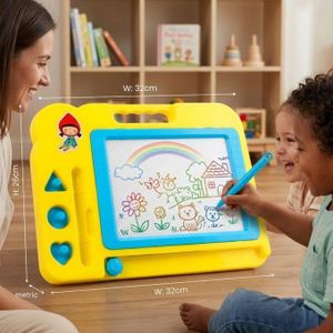 Ardoise Magique Magnétique pour Enfants - Tablette de Dessin Éducative avec Stylo et Formes Géométriques