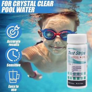 100 Tests/bandes d’Analyse 7-en-1 pour Aquarium, Piscine et Spa – Contrôle Complet du pH, Chlore, Brome et Plus