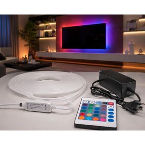   Kit Ruban LED RGB 5M – Bande Lumineuse Flexible Multicolore avec Télécommande IR 24 Touches, Contrôleur et Adaptateur 12V pour Décoration Intérieure
