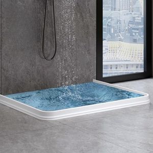 Barrière d'Eau en Silicone  – Seuil Étanche Flexible Anti-Fuite pour Douche, Baignoire, Salle de Bain, Cuisine, Séparation Zones Sèches & Humides, Blanc Transparent
