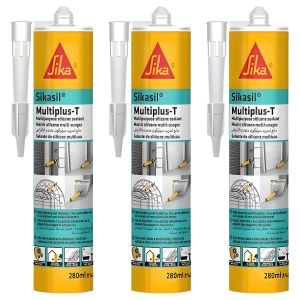 Sika Lot de 3 - Mastic Silicone Sikasil Multiplus-T - Haute Adhérence et Flexibilité - Pour Bricolage et Étanchéité - Blanc