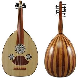 Oud Oriental Traditionnel en Bois Massif 12 Cordes – Instrument de Musique Artisanale – Marron et Naturel