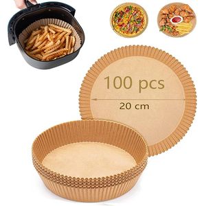 100 Papier Cuisson Air Fryer, 16cm Rond Papier Sulfurisé Anti