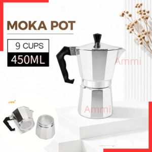 Cafetière classique en aluminium pour expresso sur cuisinière, 9 tasses, pour barista à domicile, marmite à café en acier inoxydable, Machine à café adaptée aux cuisinières