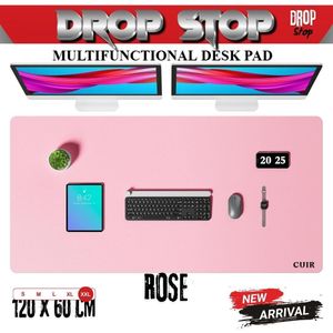 Drop Stop سجادة مكتب من الجلد الصناعي من أوثيا - وسادة ماوس كبيرة، سجادة مكتب من جلد البولي يوريثان غير قابلة للانزلاق، سطح كتابة مقاوم للماء للمكتب والمنزل (وردي ، 120 - 60 سم)