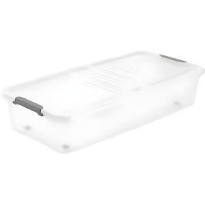 Boîte de Rangement Sous-Lit - Plastique Transparent - Organisation et Stockage - 33L 77x38x16cm
