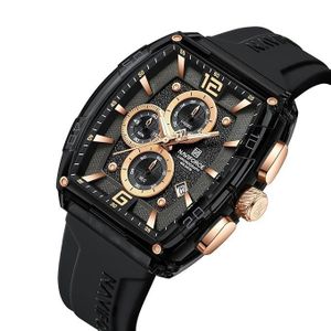 MONTRE NAVIFORCE ELEGENCE SPORTIVE A L ETAT PUR AVEC DESING TONNEAU UNIQUE BRACELE SILICON ETANCHEITE 5ATM CHRONOGRAPHE 