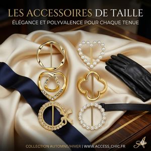 6 Anneaux de Foulard en Métal Doré – Boucles Élégantes avec Perles, Accessoires Mode pour Foulards, Chemises, Robes et Ceintures