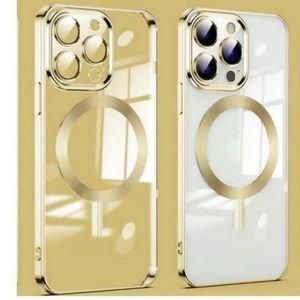 Case Pochette Souple Liquid IPhone 13 pro Max transparent MagSaf anti-collision Haut Qualité Gold
