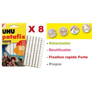 UHU Patafix Pastilles adhésives repositionnables décollables Blanc - Lot de  80 pastilles : : Cuisine et Maison