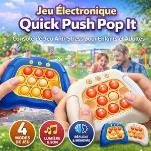 Jeu Électronique Quick Push Pop It – Console de Jeu Anti-Stress pour Enfants et Adultes – 4 Modes de Jeu, Lumière & Son, Jouet Éducatif Réflexe et Mémoire – Couleurs Variées