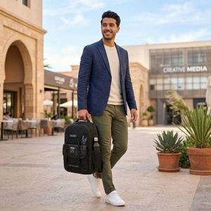 Sac a dos urbain style - Noir mat avec details lavande cartable