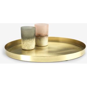 Plateau Décoratif Laiton Ø30cm Acier Design Moderne Élégant Centre de Table Salon Chambre Multifonctionnel 