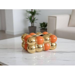 Boîte à mouchoirs en porcelaine dorée – design luxueux et élégant pour distribuer les mouchoirs de manière organisée, idéale pour salon, chambre et bureau avec une touche décorative raffinée