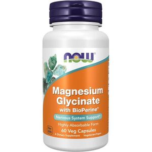 Now NOWFoods Magnesium Glycinate avec BioPerine® – 60 Gélules Végétales – Soutien Muscles & Relaxation
