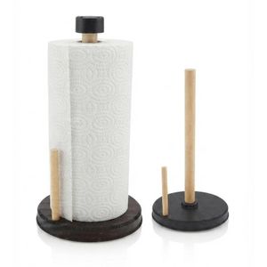 Support Double pour Papier Essuie-Tout en Bois – Organisateur de Cuisine Élégant
