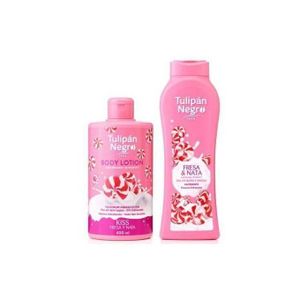 tulipan negra PACK Lotion pour le corps fraise 40ml + Gel de bain fraise. 650ml