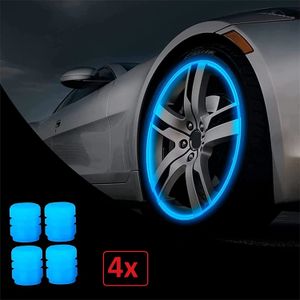 Bouchon de Valve de pneu de voiture Fluorescent,bouchons de roue lumineux  universels,capuchon de tige de Valve de pneu de moto,accessoires de pneu  automobile - Type Blue 4pcs