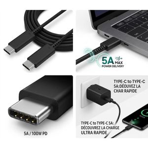 Cable Câble Type-C vers Type-C 5A 