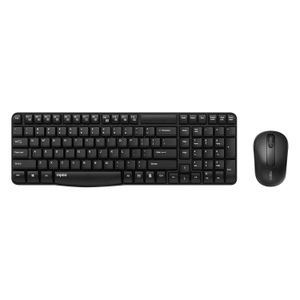 Rapoo X1800S Wireless Keyboard and Mouse Combo, 104-Key Full-Size Keyboard, 2.4GHz Wireless, 1000 DPI Optical Mouse, Spill-Resistant Keyboard, Multimedia Hotkeys, 12-Month Battery Life, Black
