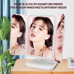 Miroir de Maquillage Intelligent à Trois Panneaux avec Éclairage LED
