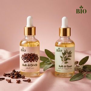 Bio Huile de Girofle 50 ml et Huile de Sauge 50 ml pour nutrition et éclat de la peau