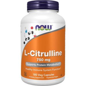 Now Foods L-Citrulline 750 mg, Soutient le métabolisme des protéines, Acide aminé, 180 capsules 