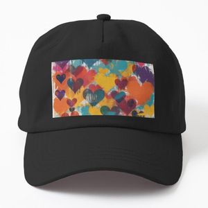 Coeurs de graffitis colorés – Art d'amour abstrait vibrant casquette noire personnalisé