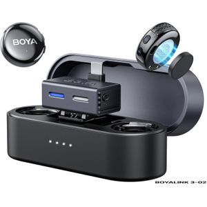 Boya Microphone cravate sans fil BOYALINK 3-02 avec puce AI pour Android/appareil photo/PC/tablettes, réduction de bruit par IA, son studio 48 kHz/24 bits
