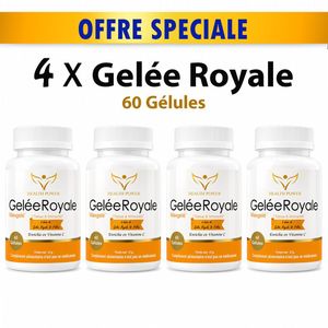 Health Power PACK 4 x boites de Gelée Royale Maxgelé - Enrichie en Vitamine C - 60 Gélules