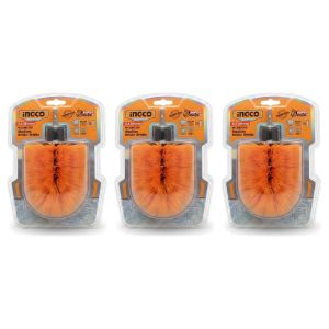 Ingco Lot de 3 - Brosse de Nettoyage 360° pour Visseuse - Poils Souples Moyens 89mm - Outil Polyvalent pour Maison et Atelier