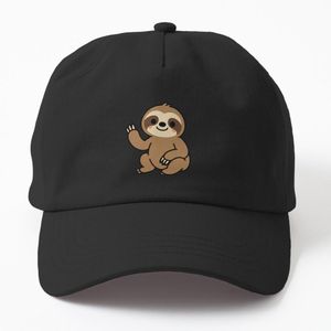 Paresseux mignon qui fait signe de la main casquette noire personnalisé