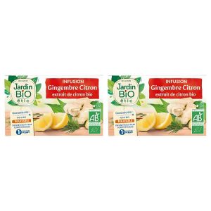 JARDIN BIO Lot de 2 - Gingembre Citron - Infusion Bien-Être Digestif - 20 Sachets Compostables -