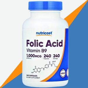 Nutricost حمض الفوليك، 1000 مكج - تخليق الحمض النووي وإصلاح الجينات - 240 كبسولة