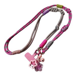 LANIÈRE DE TÉLÉPHONE PORTABLE TRESSÉE ULTRA-LONGUE – CORDON TOUR DE COU, ANTI-PERTE, DESIGN ROSE & GRIS