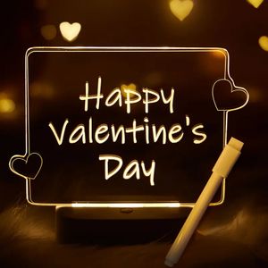 3D Lumineux USB Effaçable Amour Coeur Veilleuse Avec Stylo