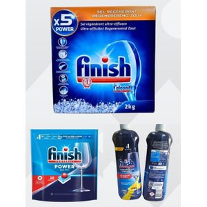 Finish Pack lave Vaisselle - Tablette + Liquide Rinçage + Sel régénèrent 2kg