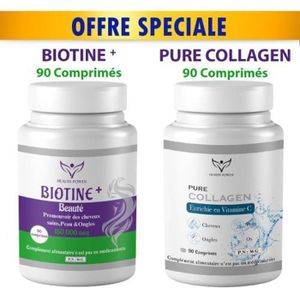 Health Power PACK = PURE COLLAGEN 90 Comprimés = BIOTINE Beauté 90 Comprimés