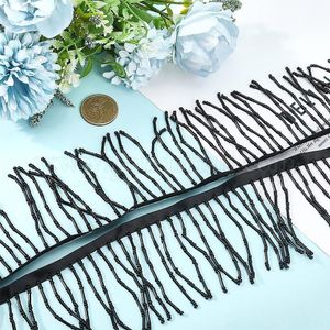 1 métres Frange perlée cristal NOIR de 5 cm, décoration perlée pour robe de mariée.