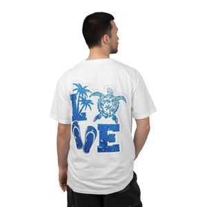 CAPRI T-shirt Unisexe "Ocean Love" – Design Tortue & Style Tropical – 100% Coton Blanc – Édition Limitée
