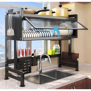 Étagère de séchage de vaisselle en acier inoxydabl avec porte, économiseur d'espace de comptoir, 65cm, 85cm