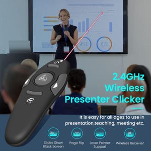 Clicker Présentateur 2,4 GHz Sans Fil – Télécommande PowerPoint pour Présentations, Slide Advancer avec Récepteur USB-A, Compatible Mac Windows Linux, Google Slides et Keynote, Idéal pour Conférences, Réunions et Cours