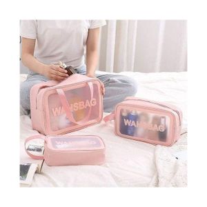 Pack de 3 Pcs Trousse Washbag Transparent de Maquillage Pour Femme