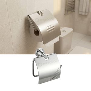 Porte-rouleau de papier toilette mural en acier inoxydable, distributeur robuste avec couvercle pour salle de bain.