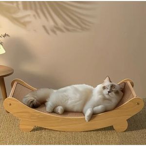 General Lit et Griffoir pour Chat 2-en-1 en Bois et Sisal Naturel - Design Ergonomique pour Repos et Jeu