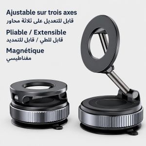 Support Téléphone Magnétique pour Voiture Magsafe 360° Rotatif à Ventouse Double Face, Pliable & Rétractable – Version Améliorée pour Voiture, Bureau et Maison